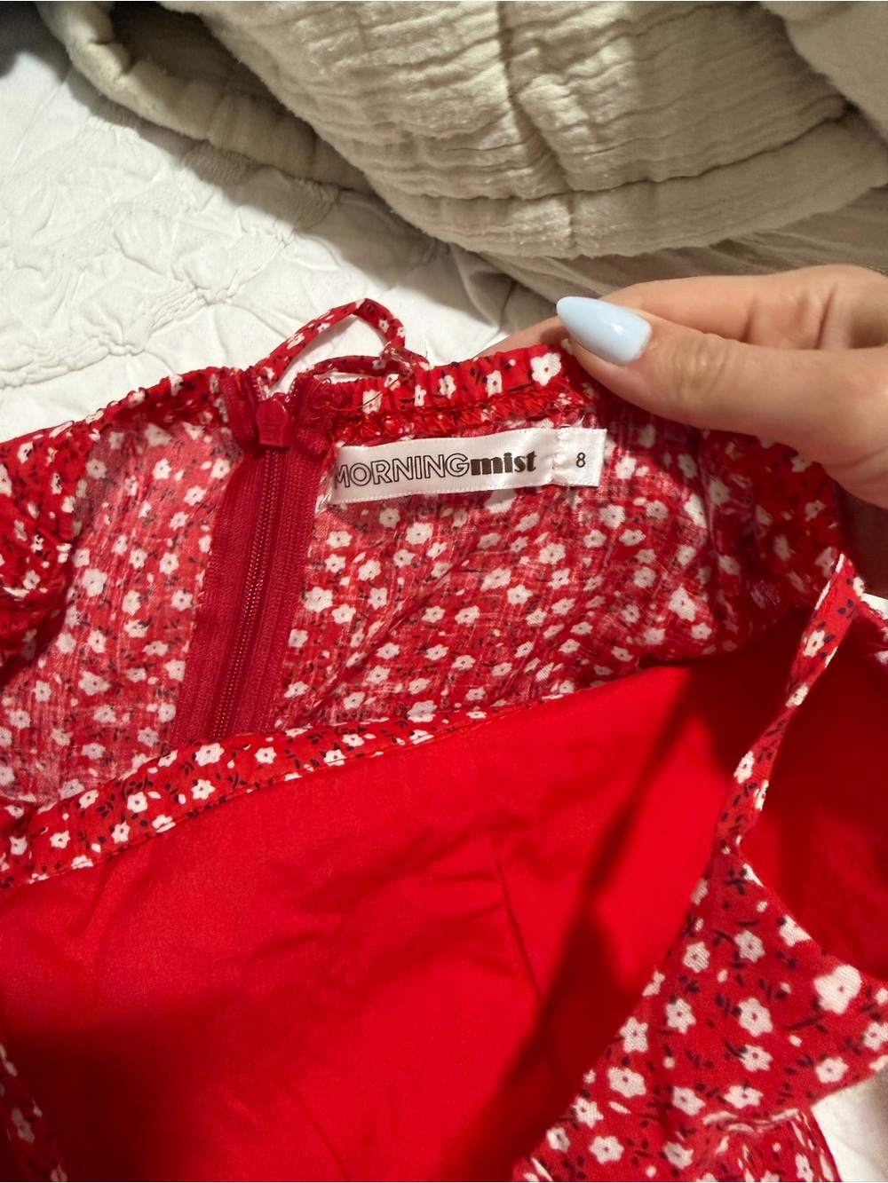 Red Floral Tie-Shoulder Sundress/Romper- Brand Showpo Sundae Muse - Picture 6 of 6